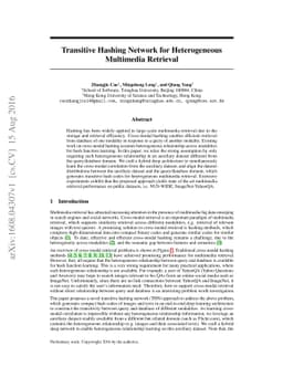 Transitive Hashing Network for Heterogeneous Multimedia Retrieval
