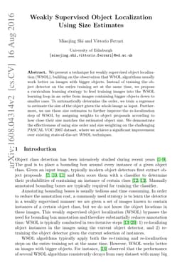 Weakly Supervised Object Localization Using Size Estimates