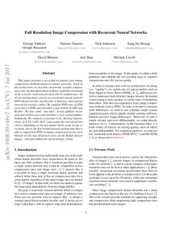 Full Resolution Image Compression with Recurrent Neural Networks