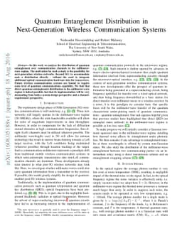 Quantum Entanglement Distribution in Next-Generation Wireless
  Communication Systems
