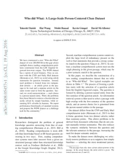 Who did What: A Large-Scale Person-Centered Cloze Dataset