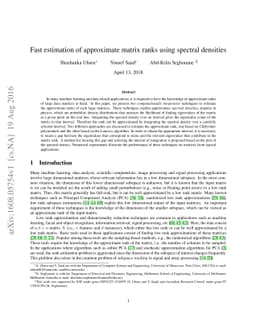 Fast estimation of approximate matrix ranks using spectral densities