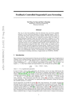 Feedback-Controlled Sequential Lasso Screening