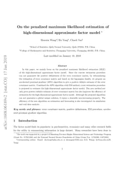 On the penalized maximum likelihood estimation of high-dimensional
  approximate factor model