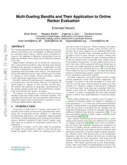 Multi-Dueling Bandits and Their Application to Online Ranker Evaluation