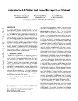 Unsupervised, Efficient and Semantic Expertise Retrieval