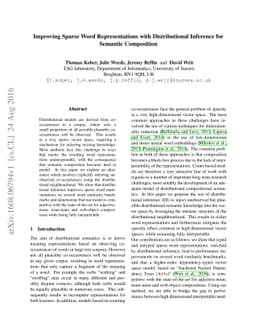 Improving Sparse Word Representations with Distributional Inference for
  Semantic Composition