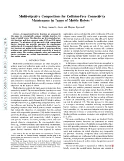 Multi-objective Compositions for Collision-Free Connectivity Maintenance
  in Teams of Mobile Robots
