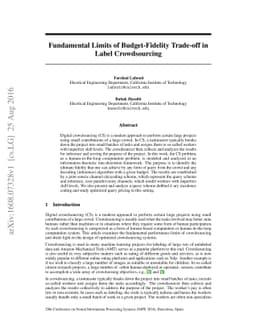 Fundamental Limits of Budget-Fidelity Trade-off in Label Crowdsourcing