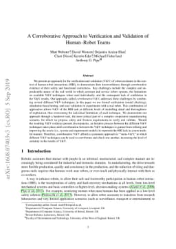 A Corroborative Approach to Verification and Validation of Human--Robot
  Teams