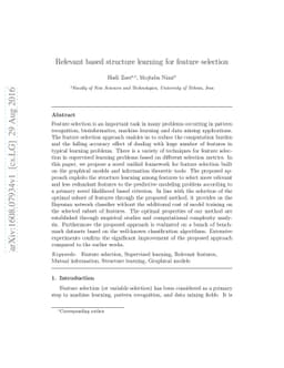 Relevant based structure learning for feature selection