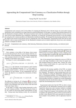 Approaching the Computational Color Constancy as a Classification
  Problem through Deep Learning