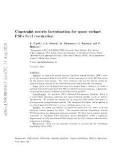 Constraint matrix factorization for space variant PSFs field restoration