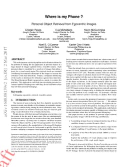Where is my Phone ? Personal Object Retrieval from Egocentric Images