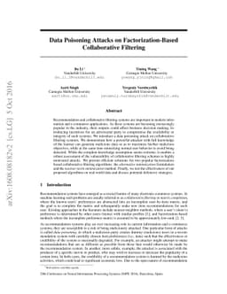 Data Poisoning Attacks on Factorization-Based Collaborative Filtering