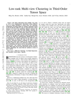 Low-rank Multi-view Clustering in Third-Order Tensor Space