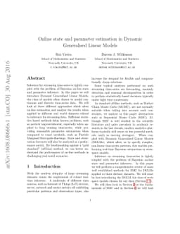 Online state and parameter estimation in Dynamic Generalised Linear
  Models