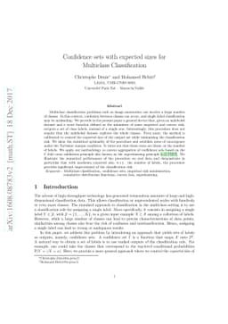Confidence sets with expected sizes for Multiclass Classification