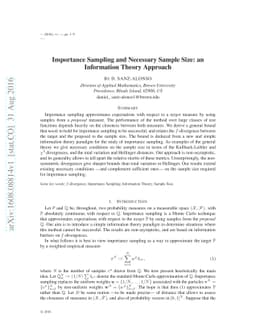 Importance Sampling and Necessary Sample Size: an Information Theory
  Approach
