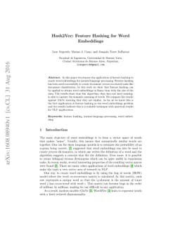Hash2Vec, Feature Hashing for Word Embeddings