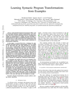 Learning Syntactic Program Transformations from Examples