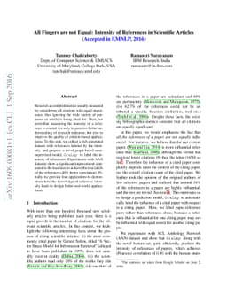 All Fingers are not Equal: Intensity of References in Scientific
  Articles
