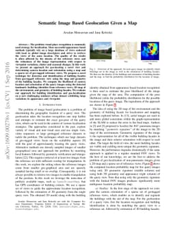 Semantic Image Based Geolocation Given a Map