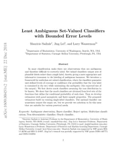 Least Ambiguous Set-Valued Classifiers with Bounded Error Levels