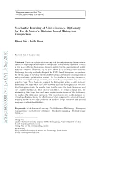 Stochastic Learning of Multi-Instance Dictionary for Earth Mover's
  Distance based Histogram Comparison