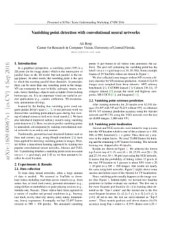 Vanishing point detection with convolutional neural networks
