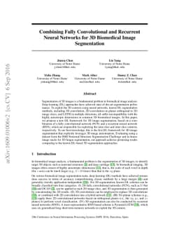 Combining Fully Convolutional and Recurrent Neural Networks for 3D
  Biomedical Image Segmentation