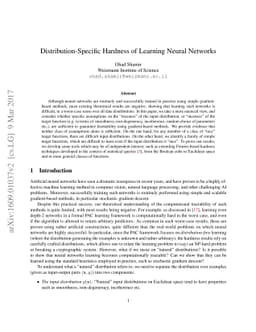 Distribution-Specific Hardness of Learning Neural Networks
