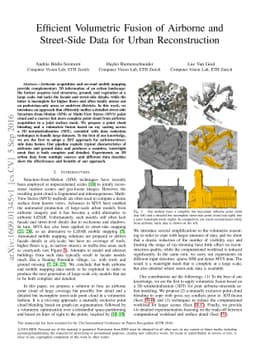 Efficient Volumetric Fusion of Airborne and Street-Side Data for Urban
  Reconstruction