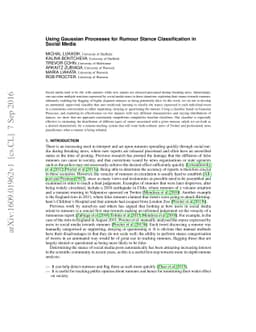 Using Gaussian Processes for Rumour Stance Classification in Social
  Media