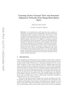 Learning Action Concept Trees and Semantic Alignment Networks from
  Image-Description Data