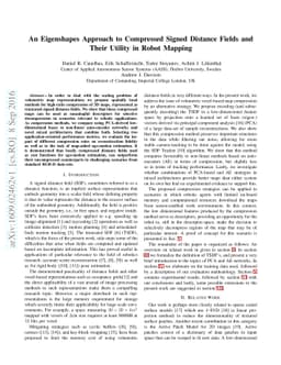 An Eigenshapes Approach to Compressed Signed Distance Fields and Their
  Utility in Robot Mapping