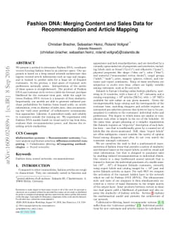Fashion DNA: Merging Content and Sales Data for Recommendation and
  Article Mapping