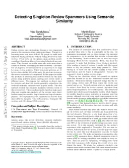 Detecting Singleton Review Spammers Using Semantic Similarity
