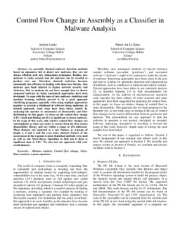 Control Flow Change in Assembly as a Classifier in Malware Analysis