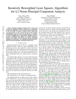 Iteratively Reweighted Least Squares Algorithms for L1-Norm Principal
  Component Analysis