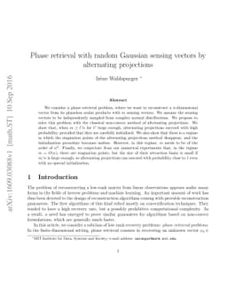 Phase retrieval with random Gaussian sensing vectors by alternating
  projections