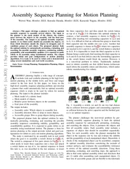 Assembly Sequence Planning for Motion Planning