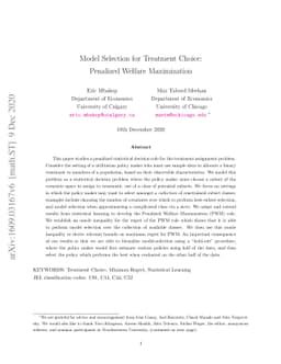Model Selection for Treatment Choice: Penalized Welfare Maximization