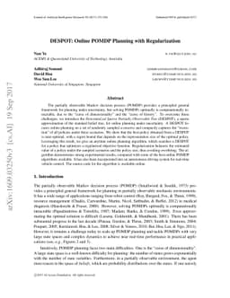 DESPOT: Online POMDP Planning with Regularization