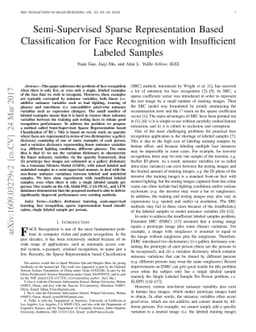 Semi-Supervised Sparse Representation Based Classification for Face
  Recognition with Insufficient Labeled Samples