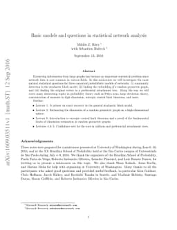 Basic models and questions in statistical network analysis