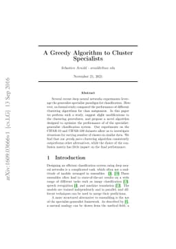 A Greedy Algorithm to Cluster Specialists