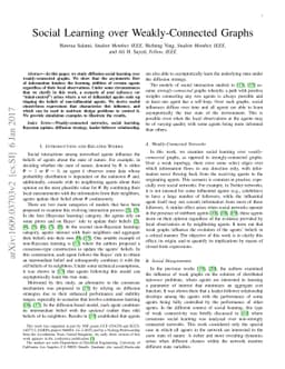 Social Learning over Weakly-Connected Graphs