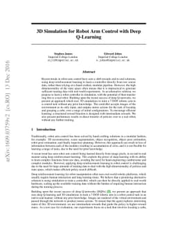 3D Simulation for Robot Arm Control with Deep Q-Learning