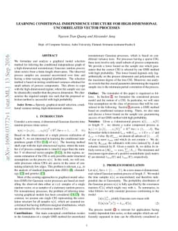 Learning conditional independence structure for high-dimensional
  uncorrelated vector processes